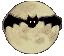 bat flying in front of moon