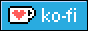 ko-fi button, with a pixel art coffee cup