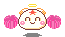 cute dancing blob with pink pompoms