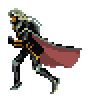 Alucard from Castlevania walking, with his cloak and hair swishing back and forth
